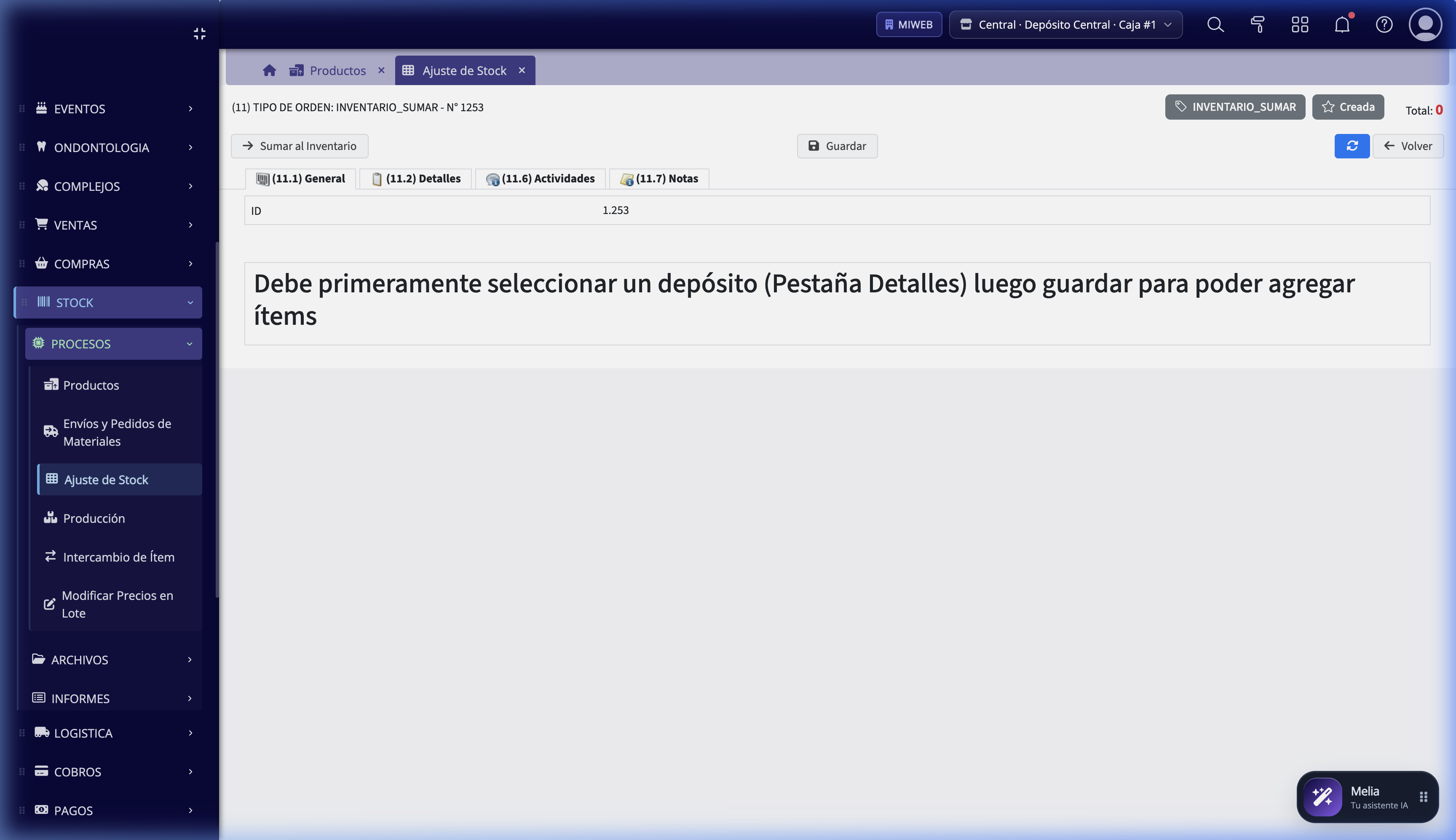 Formulario Ajuste Stock